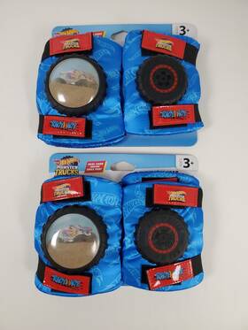 Age246084m-v1 Mattel Hot Wheels Monster Trucks Race Ace Elbow And Knee Pads Age 3 Lot Of 2 New