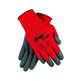 N9680l Mcr Safety Ninja Flex Palm/fingertip Latex-coated Work Gloves Large Gray/red
