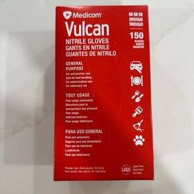 1656513 Medicom Vulcan Nitrile Gloves M Indigo 150ct Latex-free Powder-free Food Safe