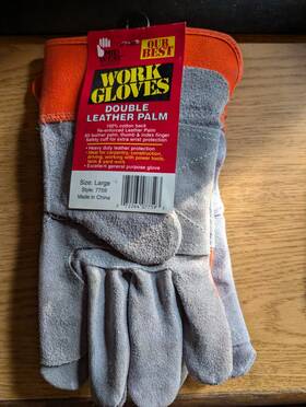 Midwest 072264077593 Split Cowhide Leather Palm Gloves Safety Cuff #7759 Sz Lrg -nwt