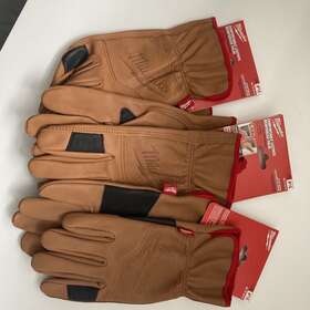 48-73-0012 Milwaukee Goatskin Leather Gloves Large 9 Inch Smartswipe Knuckle 3 Pak