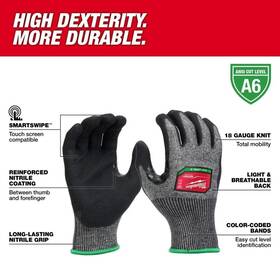 48-73-7001bg Milwaukee M High Dexterity Cut 6 Resistant Nitrile Dipped Work Gloves 12 Pair