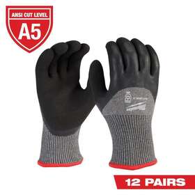 48-73-7950b Milwaukee Winter Work Gloves Small Secure Dual Liner Latex Coated Gray 12-pair