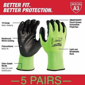 48-73-8933 Milwaukee Gloves Xl- Cut Level 3 - A3 5 Pack