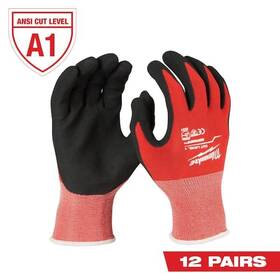 Milwaukee 888234573893 Large Red Nitrile Level 1 Cut Resistant Dipped Work Gloves 12-pack