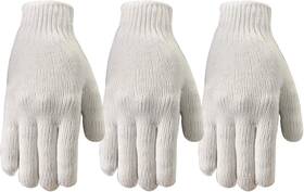 505lf No Polyester Work Gloves String Knit 3 Pair Pack Large White