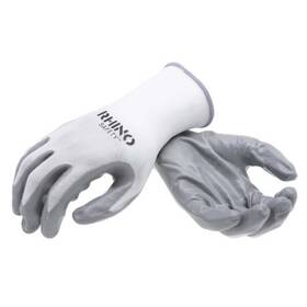 Glv-100l Nsi White Nylon Safety Gloves Palm-dipped Nitrile Coating Large