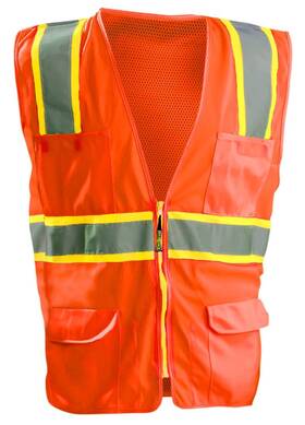 Occunomix 021844574878 Mens Solid Front Mesh Back Safety Vests Orange X-large Us