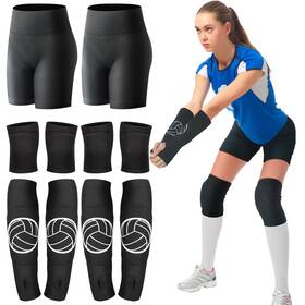 Poen-asg-hfa278 Poen 10 Pcs Volleyball Accessories Shorts Knee Pads Medium Black