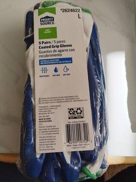 Lw001003 Project Source 2624622 Nitrile Coated Multipurpose Gloves Large 5 Pack New