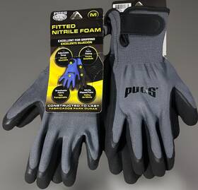 Pugs 608707580735 2 Pair Gear Fitted Nitrile Foam Work Gloves - Medium Nwt Comfort Grip