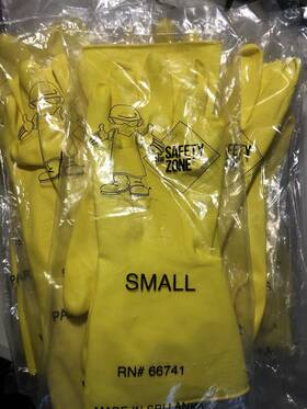 Rn-66741 Safety Zone Yellow Flock-lined Household Rubber Latex Gloves Small 12pk