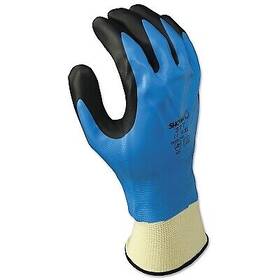 377l08 Showa 377 Liquid Resistant Nitrile/nitrile Foam Coated Gloves Large Black/blue/white
