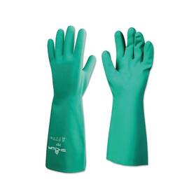 72707 Showa Nitrile Disposable Gloves Gauntlet Cuff Unlined Lined Size 7/small