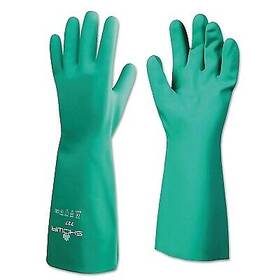 72708 Showa Nitrile Disposable Gloves Gauntlet Cuff Unlined Lined Size 8/medium Green