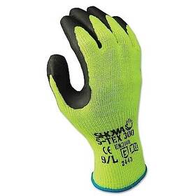 Stex300l09 Showa S-tex 300 Rubber Palm-coated Gloves Large Black/hi-viz Yellow