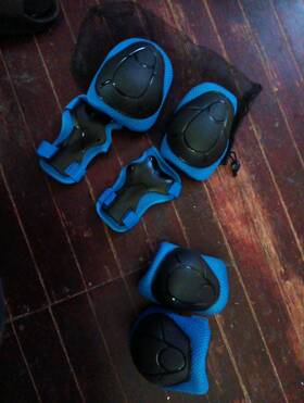 Age7-13 Sport Kids Knee Pads And Elbow Wrist Guards Protective Set Blue Medium
