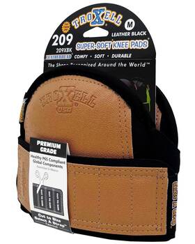 209xbk Troxell Usa Supersoft Leatherhead Black Kneepads Medium Size/bagged In Pairs