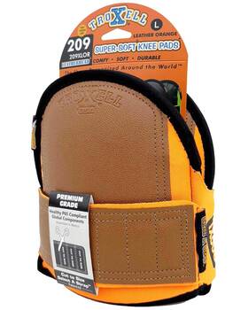 209xlor Troxell Usa Super-soft Large Leatherhead Orange Knee Pads - Comfortable Adjustable Wash
