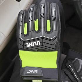 S-23997 Uline Impact Work Gloves Xl Synthetic Leather Pvc Black Gray Yellow