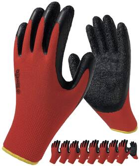 Utowels Utowels 2 8 Coated Safety Gloves For Work - 8 Pair Pack Firm Grip Small Red