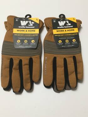 Wells Lamont 053300818844 Mens 2 Pair Duck Canvas Wearpower Synthetic Leather Gloves Large