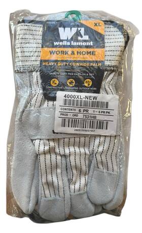 4000xl Wells Lamont 6 Pr Pk Work And Home Heavy Duty Cowhide Palm Gloves