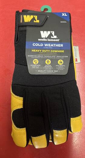 3223xl Wells Lamont Corp. 3233xl Black/yellow Cowhide Leather Winter Gloves X-large. 3 Pairs