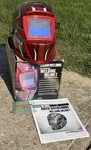 Chicago Electric Welding Auto-darkening Helmet Red Racing Stripe Variable Shade. Fixed Price $29.00.