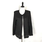 Laurence Kazer All Over Beaded Open Jacket Women Size Black Silk Formal Party. Fixed Price $27.20.