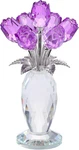 Crystal Purple Flower Figurine, Glass Roses Bouquet Ornament Home De. Fixed Price $47.46.