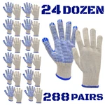 Palm Pvc-dotted String Knit Work Gloves Lot Natural White/blue 288 Pairs. Fixed Price $139.99.