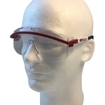 Uvex Astro 3000 Safety Glasses Red, White And Blue Frame Clear Lens. Fixed Price $18.00.