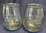 (2) Two Yorkshire Glassware Embossed Style Mason Type Drinking Jars Pear Shape. Fixed Price $12.00.