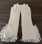 Mint Vintage Gauntlet Bone Suede Quality Leather Gloves With Fringe 7 1/2. Fixed Price $52.20.