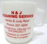 Vintage Galaxy Mug White Milk Glass Advertising Reed Cleaning Service 237-0229. Fixed Price $19.79.