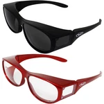 2 Pair Global Vision Escort Safety Glasses Black W/smoke Lens & Red W/clear. Fixed Price $22.99.
