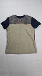 Fashion Show Colorblock Knit Short Sleeve Crew Navy Gray Beige Men's T-shirt. Fixed Price $15.00.