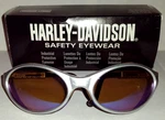 Harley Davidson Safety Eyewear Glasses Silver Frame Mirror Blue Lens Flame Art. Fixed Price $29.95.