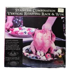 Stainless Steel Combination Vertical Roasting Rack And Wok Charcoal Companion. Fixed Price $24.85.