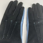 Sim Italian Gloves Women's Genuine Leather Suede Black/blue Size 6.5. Gift Idea. Fixed Price $45.99.