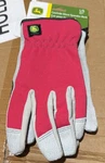 John Deere Women's Cowhide Spandex Back Glove LP42423 New Large Pink. Fixed Price $19.99.