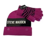 Steve Madden Zebra Print Beanie Hat Ez Tap Gloves Purple New With Tag Winter Nwt. Fixed Price $14.24.