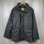 Old Navy Men Dark Gray Cotton Canvas Field Jacket Pockets Stowaway Hood Xl. Fixed Price $46.00.
