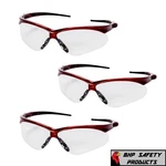 Kleenguard Nemesis 47378 Safety Glasses Red Frame Clear Anti-fog Lens (3 Pairs). Fixed Price $17.95.