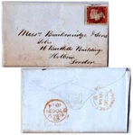 Great Britain 1D Qv 1854 864 Numeral And Reverse Wells-somerset Double Ring To. Fixed Price $15.00.