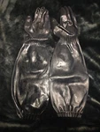 Retro Rubber Long Gloves Arm Worker's Natural Black Soft Latex Gauntlet. Fixed Price $48.00.
