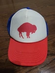 Buffalo Bison Red White Blue Sweatband Mesh Trucker Foam Adjust Hat Cap 11325. Fixed Price $9.59.