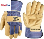 Men's White Mule Heavy Duty Cowhide Leather Palm Work Gloves, Large (3300L). Fixed Price $25.43.