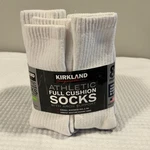 Kirkland Signature Men Pairs Athletic Full Cushion Socks, White, Size 8-12. Fixed Price $24.99.